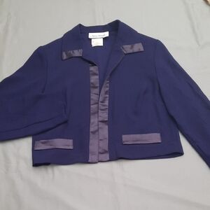 Michaels Navy Women's Blazer with Satin Accents - Size 4